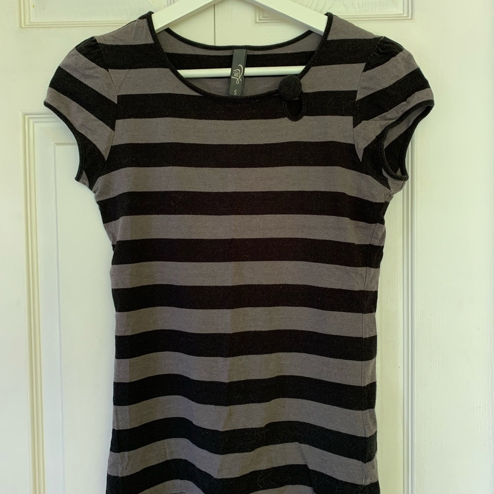 Cure Striped Black and Gray t-shirt. Casual , for everyday wear.